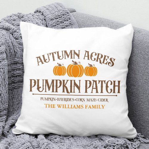 Rustic Pumpkin Patch Signed Personalized Throw Pillow