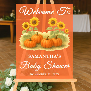 Rustic Pumpkin Patch Sunflowers Fall Baby Shower Acrylic Sign