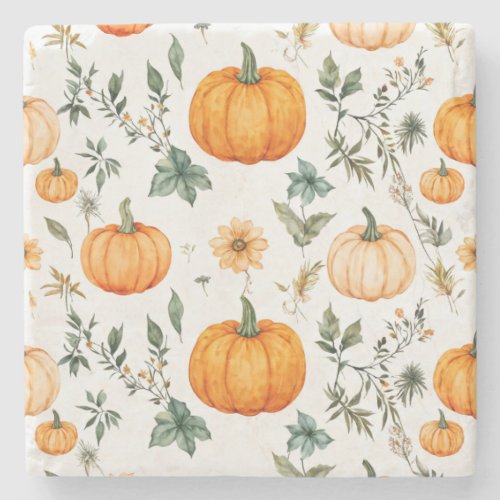 Rustic Pumpkin Pattern Stone Coaster