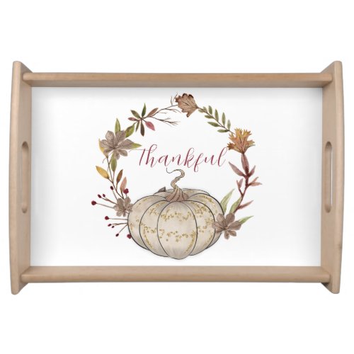 Rustic Pumpkin Personalized Thanksgiving  Round Pa Serving Tray