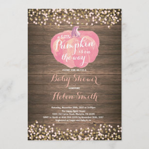 Rustic Pumpkin Pink Gold Baby Shower Invitation