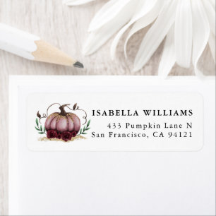 Rustic Pumpkin Pink Gold Return Address Label