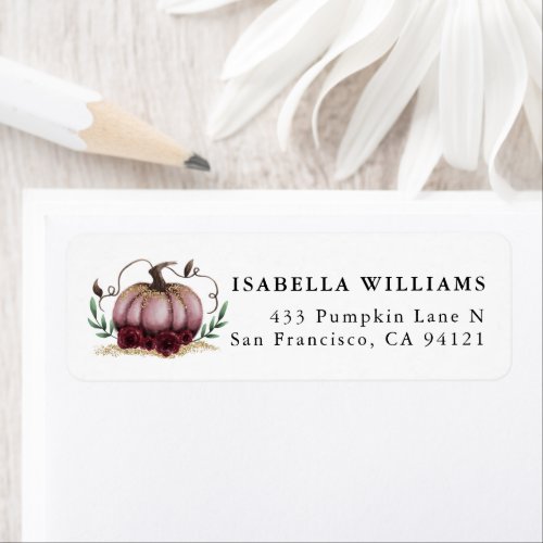 Rustic Pumpkin Pink Gold Return Address Label