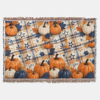 Rustic Pumpkin Plaid Throw Blanket – Cozy Autumn H