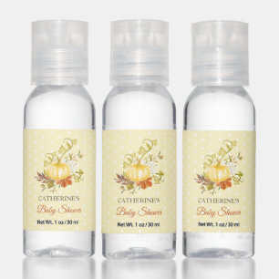 Rustic Pumpkin Polka Dot Baby Shower Welcome Hand Sanitizer