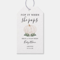 Rustic Pumpkin Pop It When She Pops Baby Shower  Gift Tags