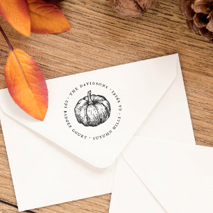 Rustic Pumpkin Round Return Address Self-inking Stamp