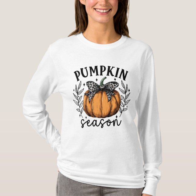 Rustic Pumpkin Season Fall Style T-Shirt (Front)
