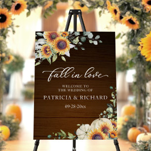 Rustic Pumpkin Sunflower Wedding Welcome Sign