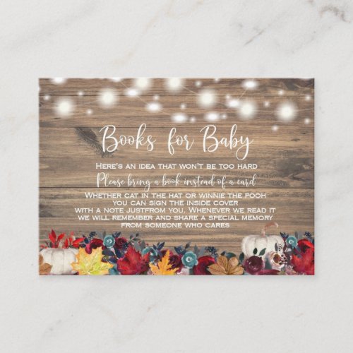 Rustic Pumpkin Teal Burnt Orange Book Request Business Card