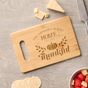 Rustic Pumpkin Thankful Fall Engraved Cutting Board