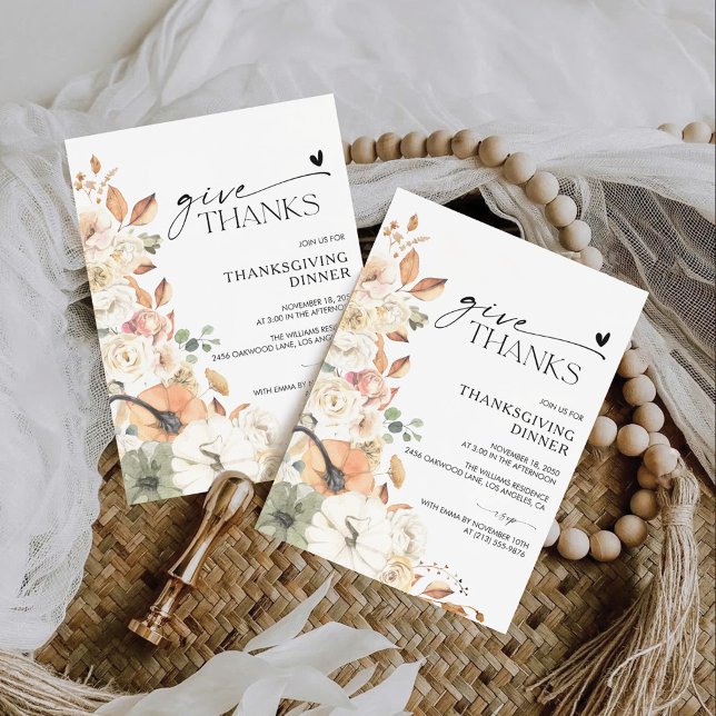 Rustic Pumpkin Thanksgiving Dinner Invitation (Creator Uploaded)