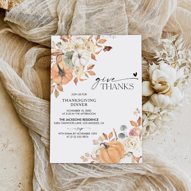 Rustic Pumpkin Thanksgiving Dinner Invitation (Creator Uploaded)