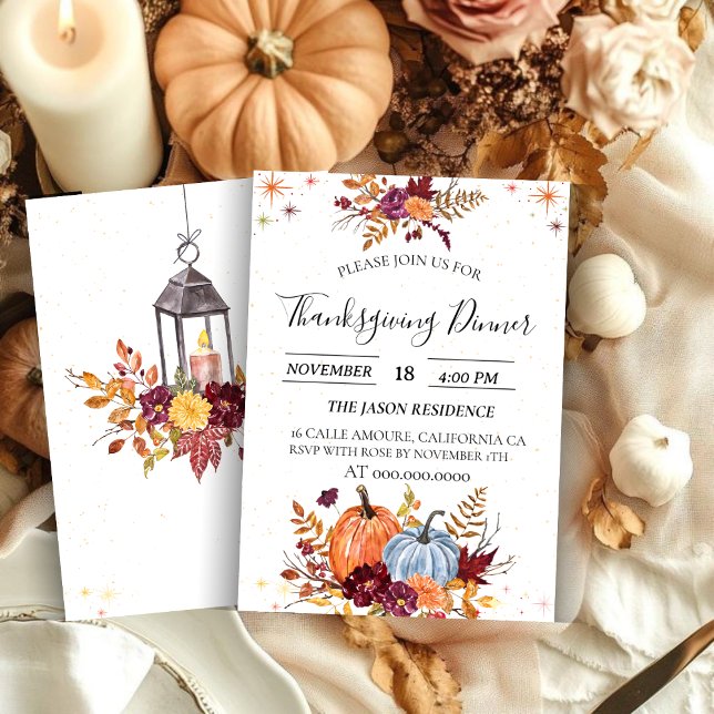 Rustic Pumpkin Thanksgiving Dinner Invitation (Creator Uploaded)