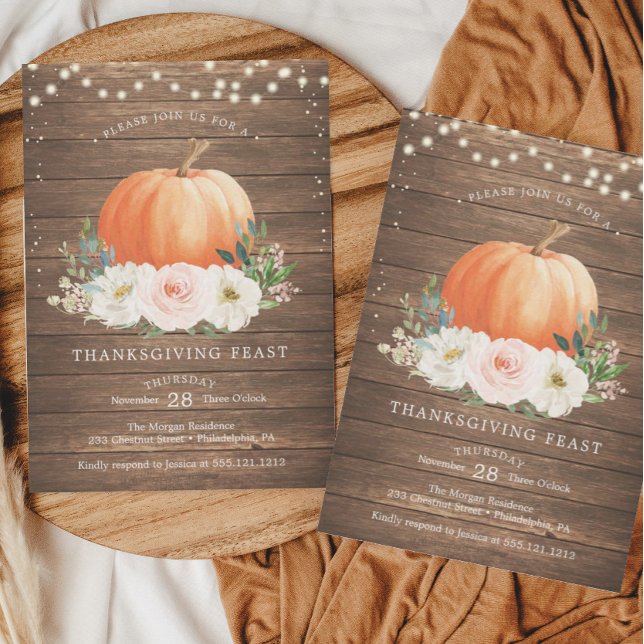 Rustic Pumpkin Thanksgiving Dinner Invitation (Creator Uploaded)