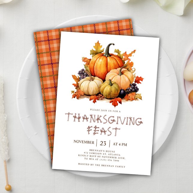 Rustic Pumpkin Thanksgiving Invitation (Rustic Pumpkin Thanksgiving Invitation)