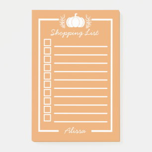 Rustic Pumpkin To Do List Tick Boxes with Name Post-it Notes