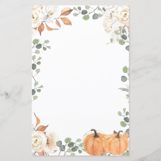 Rustic pumpkin Watercolor Bingo Game (Back)