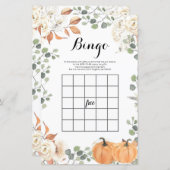 Rustic pumpkin Watercolor Bingo Game (Front/Back)