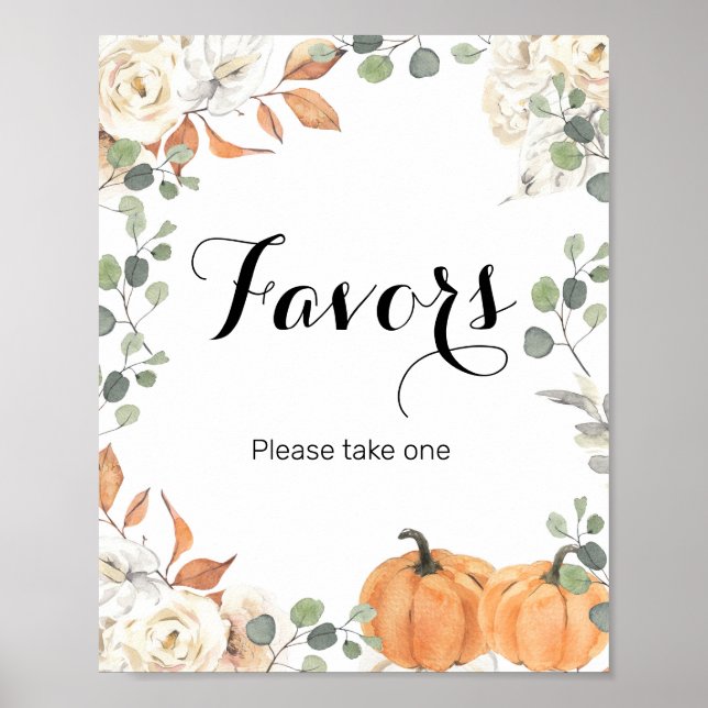 Rustic pumpkin Watercolor Favor Sign (Front)