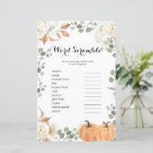 Rustic pumpkin Watercolor Word Scramble Game, (Standing Front)