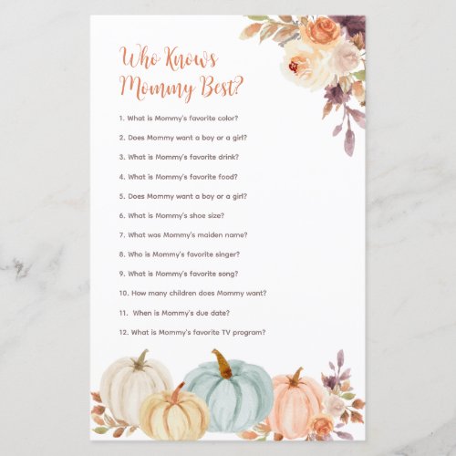 Rustic pumpkin Who Knows Mommy Best Game