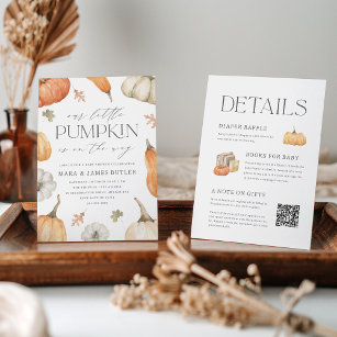 Rustic Pumpkins All in One Baby Shower Invitation