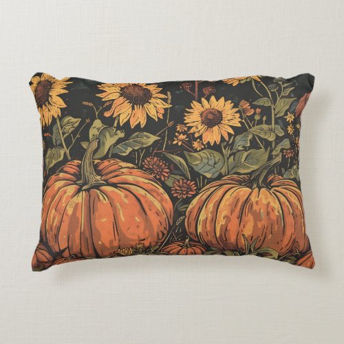 Rustic Pumpkins and Sunflowers _ Fall Pillow
