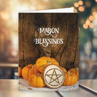 Rustic Pumpkins Autumn Equinox Mabon Blessings Card