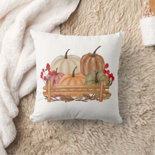 Rustic Pumpkins Autumn Fall Farmhouse Throw Pillow