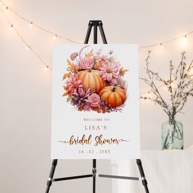 Rustic Pumpkins Bridal Shower Welcome Sign (In Situ (Stand))