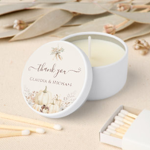 Rustic Pumpkins Elegant Fall Wedding Thank You Mini Candle Favors