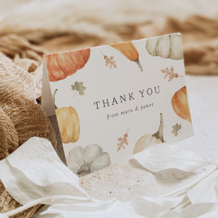 Rustic Pumpkins Fall Baby Shower Letterpress Thank You Card