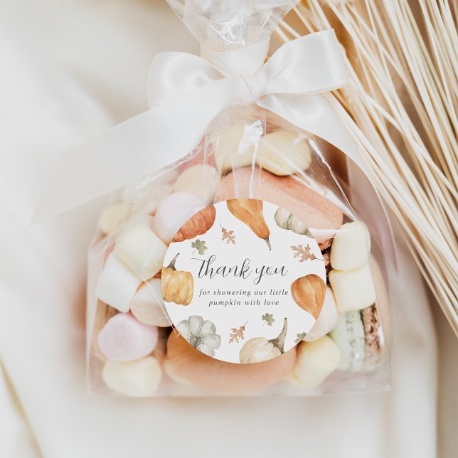 Rustic Pumpkins Fall Baby Shower Thank You Favor Classic Round Sticker (Creator Uploaded)