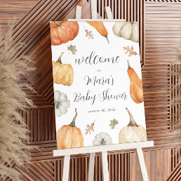 Rustic Pumpkins Fall Baby Shower Welcome Sign