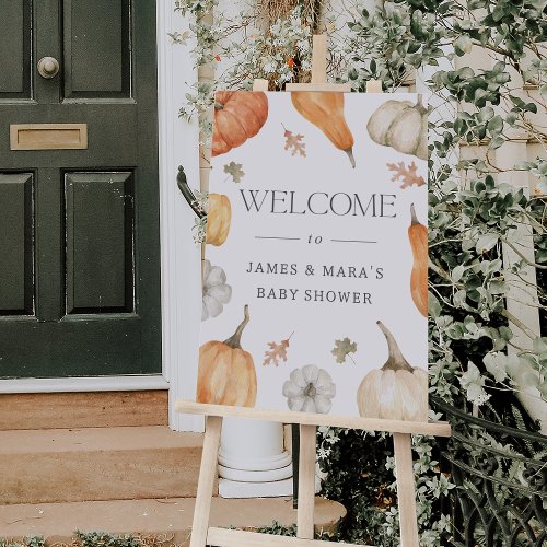 Rustic Pumpkins Fall Baby Shower Welcome Sign