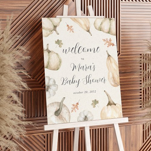 Rustic Pumpkins Fall Baby Shower Welcome Sign