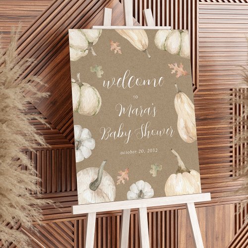 Rustic Pumpkins Fall Baby Shower Welcome Sign