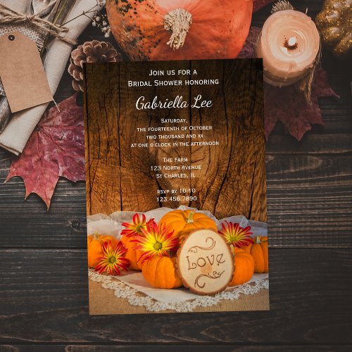 Rustic Pumpkins Fall Barn Bridal Shower Invitation