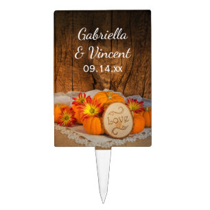Rustic Pumpkins Fall Barn Wedding Cake Topper