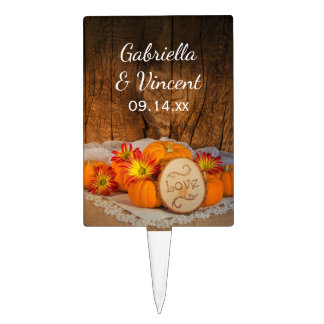 Rustic Pumpkins Fall Barn Wedding Cake Topper