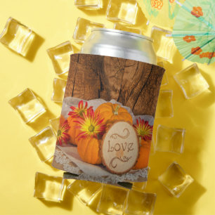 Rustic Pumpkins Fall Barn Wedding Favor Can Cooler