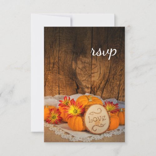 Rustic Pumpkins Fall Barn Wedding RSVP Card