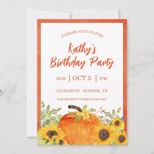 Rustic Pumpkins Fall Birthday Invitation (Front)