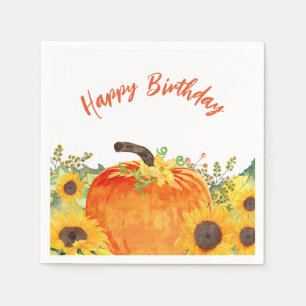 Rustic Pumpkins Fall Birthday Napkins