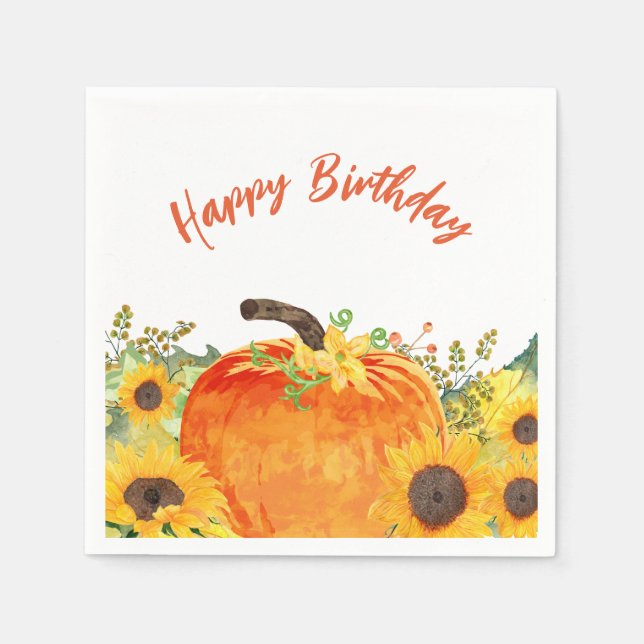 Rustic Pumpkins Fall Birthday Napkins (Front)