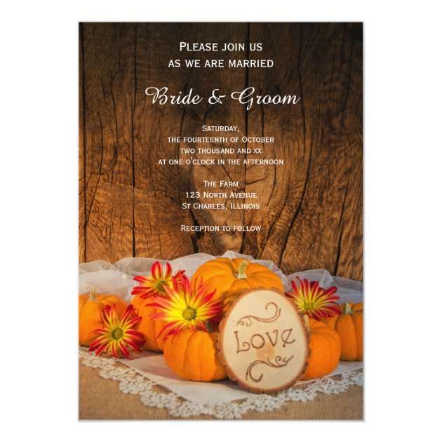 Rustic Pumpkins Fall Wedding Invitation