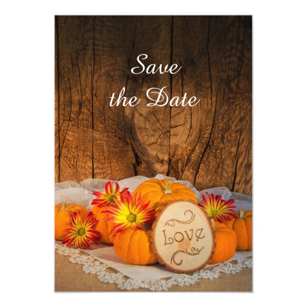 Rustic Pumpkins Fall Wedding Save The Date Card