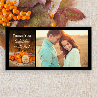 Rustic Pumpkins Fall Wedding Thank You Photo Card