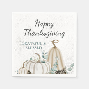 Rustic Pumpkins Farmhouse Happy Thanksgiving Napkins